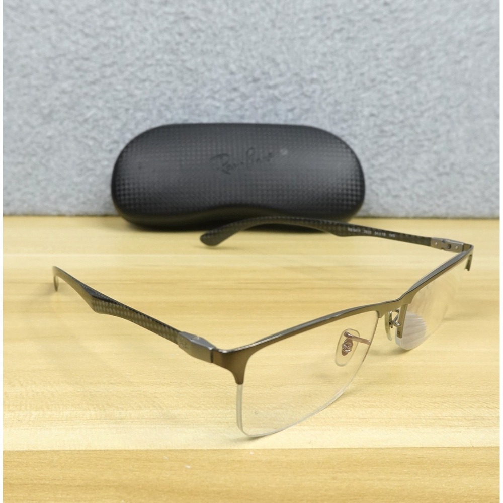 Ray Ban Eyeglasses FRAMES RB 8413 2620 Silver Half Rim 54-18-145 Carbon Fiber
